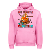 Fuchsia Pink life is better by the campfire with marshmallows Urban Hoodie - AdoDesignShop