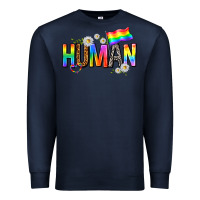 Navy human with daisies Premium Sweatshirt - texasbilliewilder