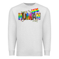 Oatmeal Heather human with daisies Premium Sweatshirt - texasbilliewilder