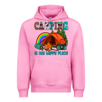 Fuchsia Pink camping is my happy  place Urban Hoodie - AdoDesignShop
