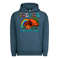 Pigment Midnight Navy camping is my happy  place Urban Hoodie - AdoDesignShop
