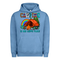 Pigment Pebble Blue camping is my happy  place Urban Hoodie - AdoDesignShop