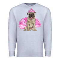 Heather Grey Balerina pug with tutu Premium Sweatshirt - RanaPortraitStore