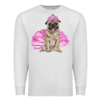 Oatmeal Heather Balerina pug with tutu Premium Sweatshirt - RanaPortraitStore