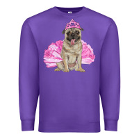 Purple Balerina pug with tutu Premium Sweatshirt - RanaPortraitStore