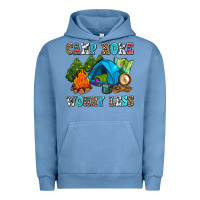 Pigment Pebble Blue camp more worry less Urban Hoodie - AdoDesignShop