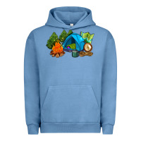 Pigment Pebble Blue camp in the woods Urban Hoodie - AdoDesignShop