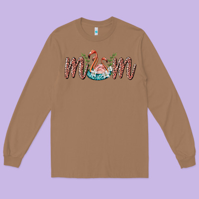 Mom Flamingo Long Sleeve Tee Designed By Barkaloodesign