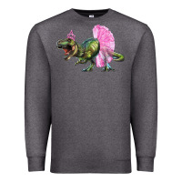 Charcoal Heather Balerina T-Rex Dinosaur With Tutu Premium Sweatshirt - RanaPortraitStore