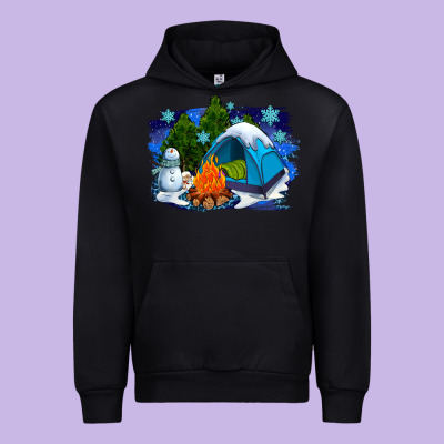 Winter Camping With Camp Fire Urban Hoodie Designed By Adodesignshop