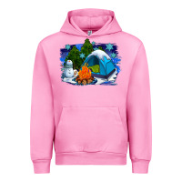 Fuchsia Pink winter camping with camp fire Urban Hoodie - AdoDesignShop