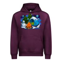Mauve Wine winter camping with camp fire Urban Hoodie - AdoDesignShop