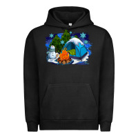 Pigment Black winter camping with camp fire Urban Hoodie - AdoDesignShop