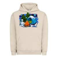 Pigment French Oak winter camping with camp fire Urban Hoodie - AdoDesignShop