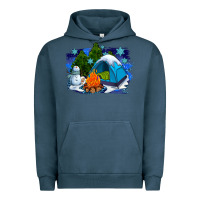 Pigment Midnight Navy winter camping with camp fire Urban Hoodie - AdoDesignShop