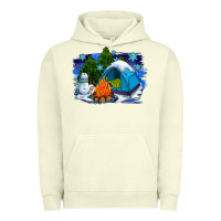 Pigment Pistachio winter camping with camp fire Urban Hoodie - AdoDesignShop