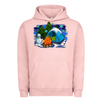 Pigment Salmon winter camping with camp fire Urban Hoodie - AdoDesignShop