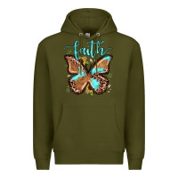 Army Green faith leopard butterfly Premium Hoodie - JahusDesignShop