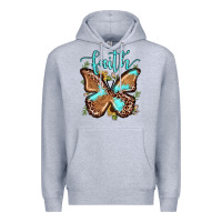 Heather Grey faith leopard butterfly Premium Hoodie - JahusDesignShop