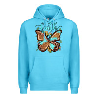 Ocean Blue faith leopard butterfly Premium Hoodie - JahusDesignShop