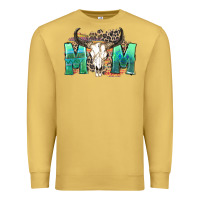 Antique Gold mom with bull skull Premium Sweatshirt - Zillion Design Studio