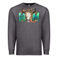 Charcoal Heather mom with bull skull Premium Sweatshirt - Zillion Design Studio