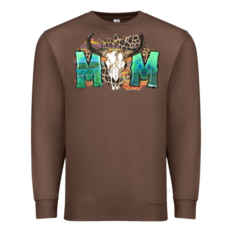 Mom With Bull Skull Premium Sweatshirt by Zillion Design Studio | Teevron