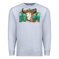 Heather Grey mom with bull skull Premium Sweatshirt - Zillion Design Studio