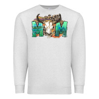 Oatmeal Heather mom with bull skull Premium Sweatshirt - Zillion Design Studio