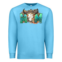 Ocean Blue mom with bull skull Premium Sweatshirt - Zillion Design Studio