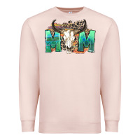 Pale Pink mom with bull skull Premium Sweatshirt - Zillion Design Studio