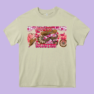 Howdy Valentine Heavy Core Tee Designed By Cowhidedigitalart