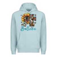 Blue Mist believe leopard cross sunflower butterfly Premium Hoodie - JahusDesignShop