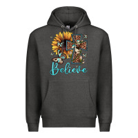 Charcoal Heather believe leopard cross sunflower butterfly Premium Hoodie - JahusDesignShop