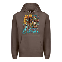Coffee believe leopard cross sunflower butterfly Premium Hoodie - JahusDesignShop