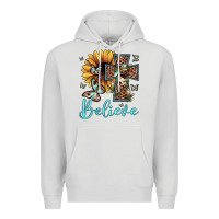 Dove Grey believe leopard cross sunflower butterfly Premium Hoodie - JahusDesignShop