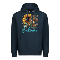 Navy believe leopard cross sunflower butterfly Premium Hoodie - JahusDesignShop