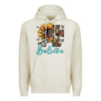 Oatmeal Heather believe leopard cross sunflower butterfly Premium Hoodie - JahusDesignShop