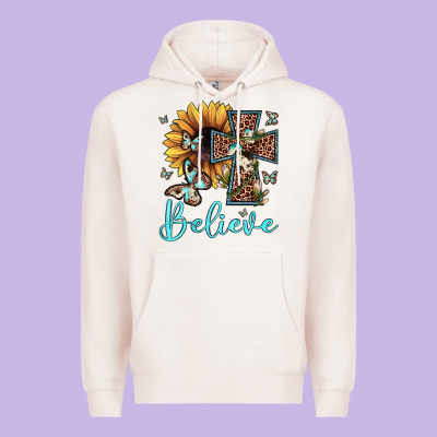 Believe Leopard Cross Sunflower Butterfly Premium Hoodie Designed By Jahusdesignshop