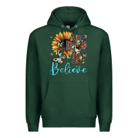 Sports Green believe leopard cross sunflower butterfly Premium Hoodie - JahusDesignShop