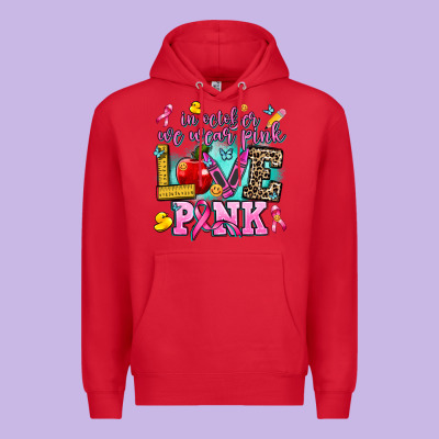 In October We Wear Pink Love Pink Premium Hoodie Designed By Adodesignshop