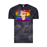 Cloud Black lgbtq flag and american flag with hand Vintage Tee - Artiststas