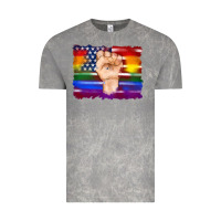 Cloud Rock lgbtq flag and american flag with hand Vintage Tee - Artiststas
