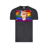 Vintage Black lgbtq flag and american flag with hand Vintage Tee - Artiststas
