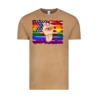 Vintage Camel lgbtq flag and american flag with hand Vintage Tee - Artiststas