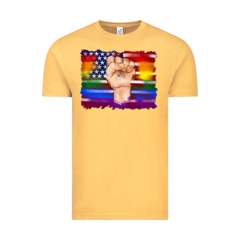 Lgbtq Flag And American Flag With Hand Vintage Tee by Artiststas | Teevron