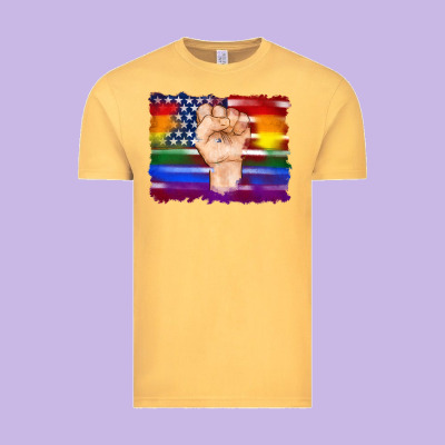 Lgbtq Flag And American Flag With Hand Vintage Tee Designed By Artiststas