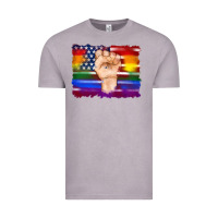 Vintage Zinc lgbtq flag and american flag with hand Vintage Tee - Artiststas