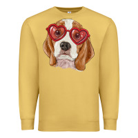 Antique Gold Beagle with love glasses Premium Sweatshirt - RanaPortraitStore