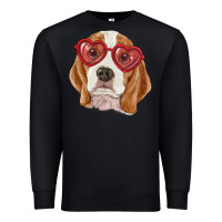Black Beagle with love glasses Premium Sweatshirt - RanaPortraitStore